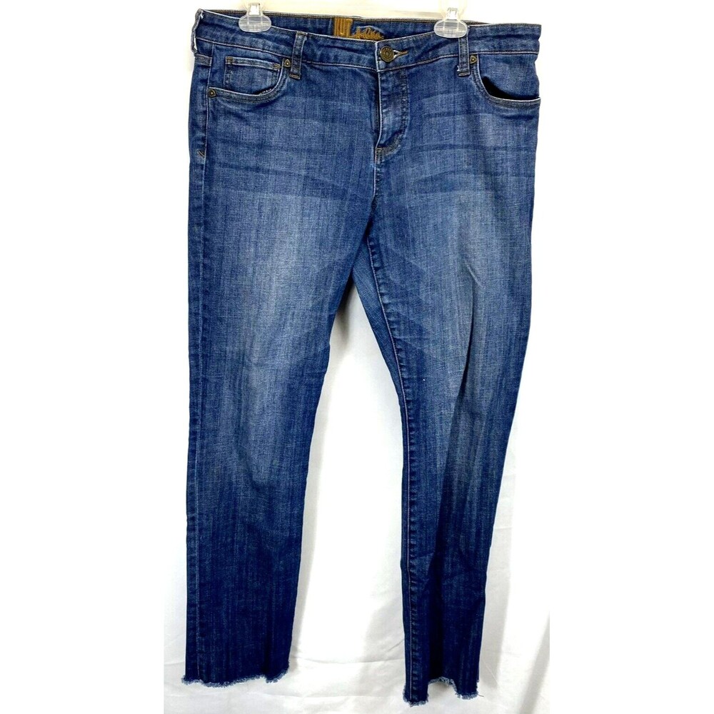 Kut from the Kloth Raw Hem Denim Stretch Jean Size 14 (36x30.5) Blue RN58539
